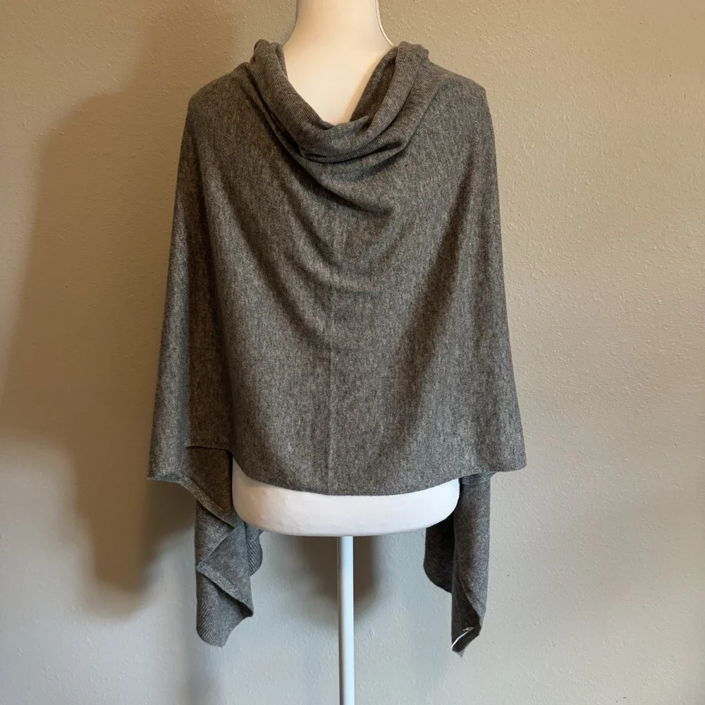 Bruce‎ River Grey Wool Blend 3-in-1 Convertible Knit Poncho Ruana Vest XS/S